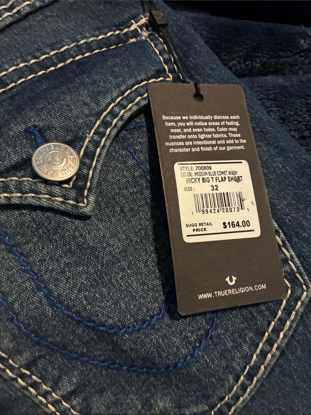 True Religion Dark Indigo Boot-Cut Jeans with Signature Back Pockets